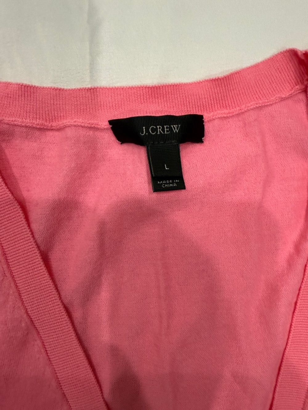 J Crew Bright Pink V-Neck Button-Front Lightweight Cardigan—Large - Picture 2 of 8